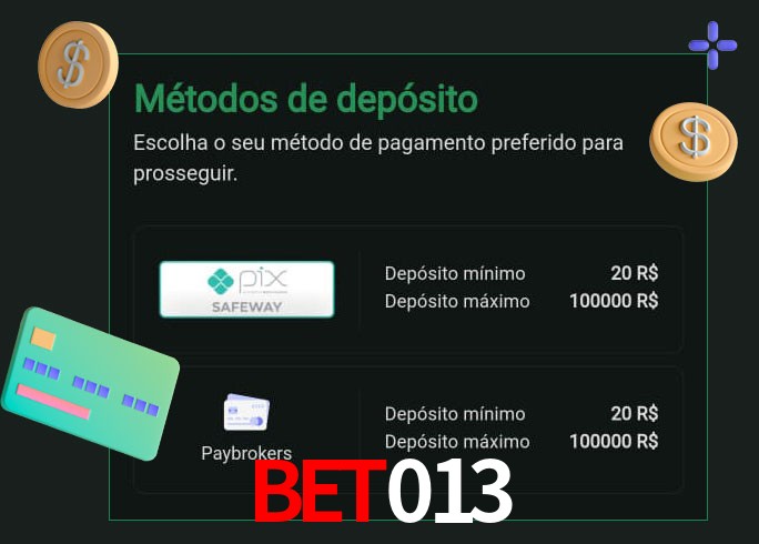 O cassino Bet013 oferece uma grande variedade de métodos de pagamento